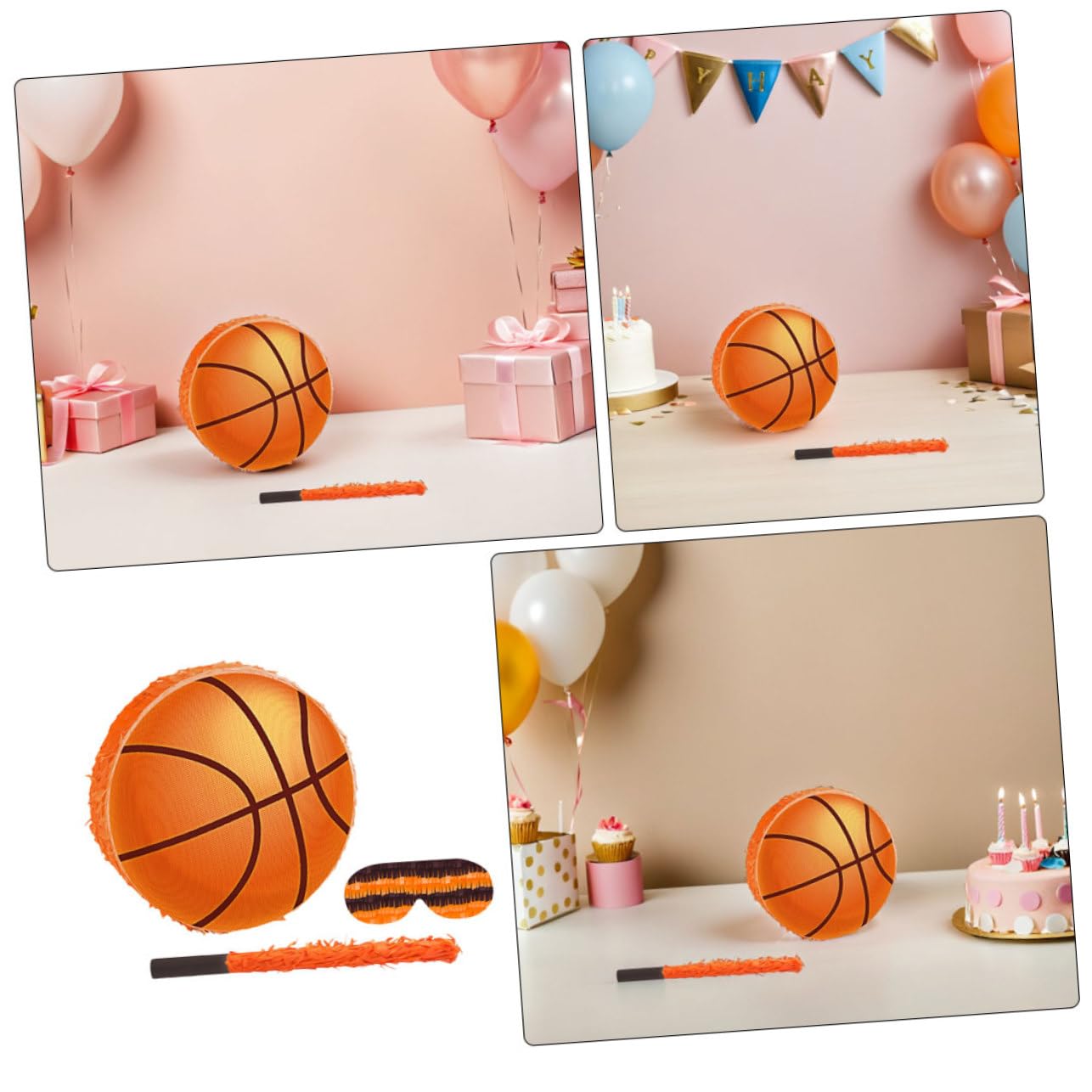 ERINGOGO Piñata Koszykarska z Wytrzymałej Tektury Kolorowa Dekoracja Sportowa Urodziny z Otworem Do Napełniania Zawieszana Przyjęcia Tematyczne dla Chłopiec Dziewczynka