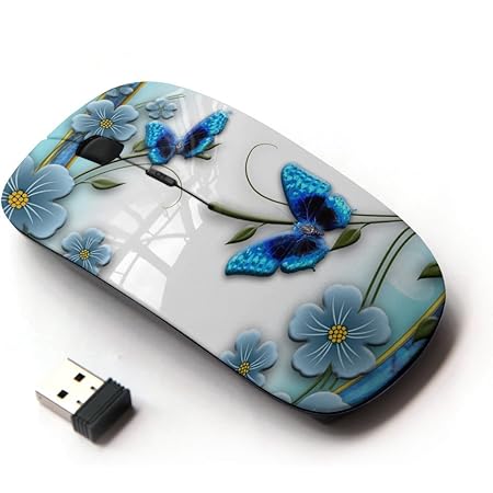 Kawaii 2.4G Wireless Mouse - Rose Black Floral Textile Design Optical Mouse