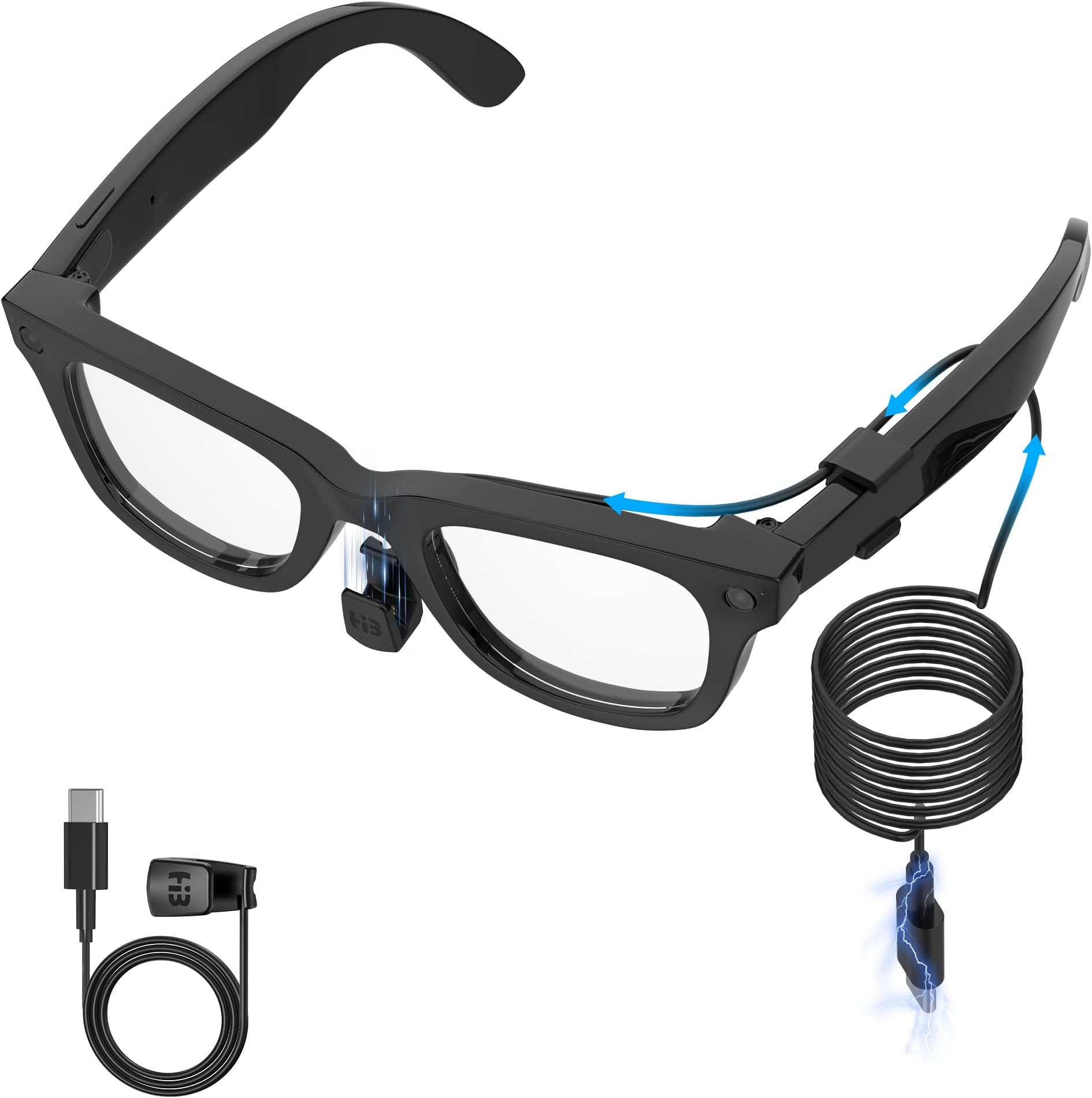 HiBloks Charging Cable for Ray-Ban Meta Wayfarer/Skyler/Headliner Gen 2 & Oakley Meta HSTN Accessories, 3.9ft Type-C Charging While Using, Portable for Travel/Car/Phone/Laptop/Power Bank Charging