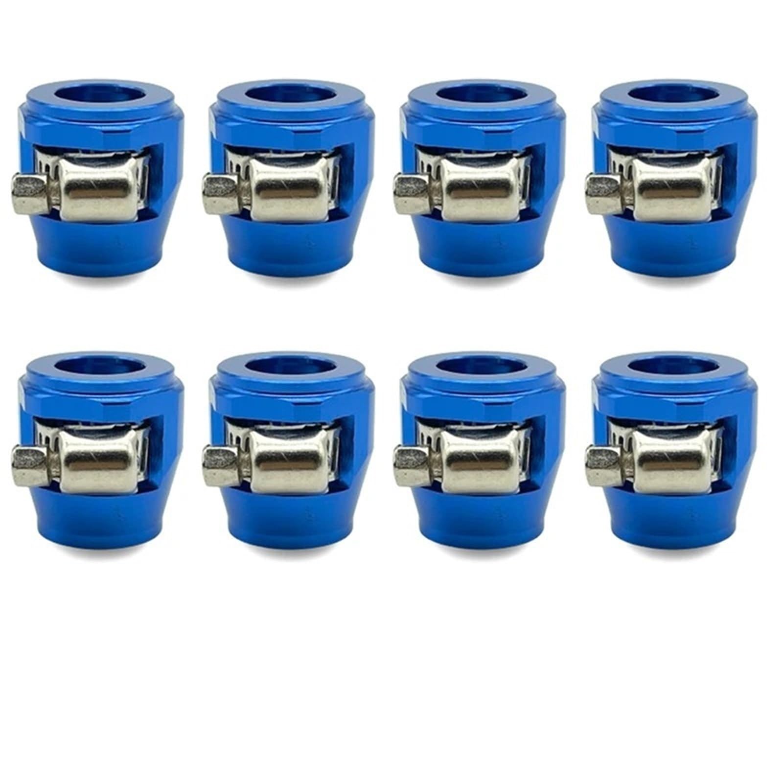 Dsfihjo 8Pcs An4 Blue Hose Finisher Flexible Pipe Clamp 8Pcs 4An 6An 8An 10An 12An Car Hose Clamp Radiator Modified Fuel Water Pipe Tube Clip Buckle Fitting Oil Clamps End Finisher(8Pcs An4 Blue)