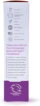 SIANI FemBiotics -Topical Probiotic Body Care for Women 4oz - Hypoallergenic, Vegan, Non GMO, GF, 100% Natural Live Probiotic, External + Internal Use, Totally Safe, No Refrigeration Required