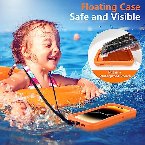 Temdan Floating Phone Case For Iphone 14/14Pro Case,Iphone 13/13Pro Case,Iphone 12/12Pro Case, [24Ft Military Dropproof] Shockproof Protective Eva Foam Iphone Floating Case 6.1 Inch Orange #TOP2