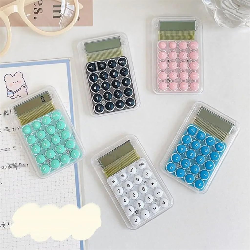8-bit Display Silent Widescreen Mini Calculator Student Portable Transparent Electronic Calculator for Daily