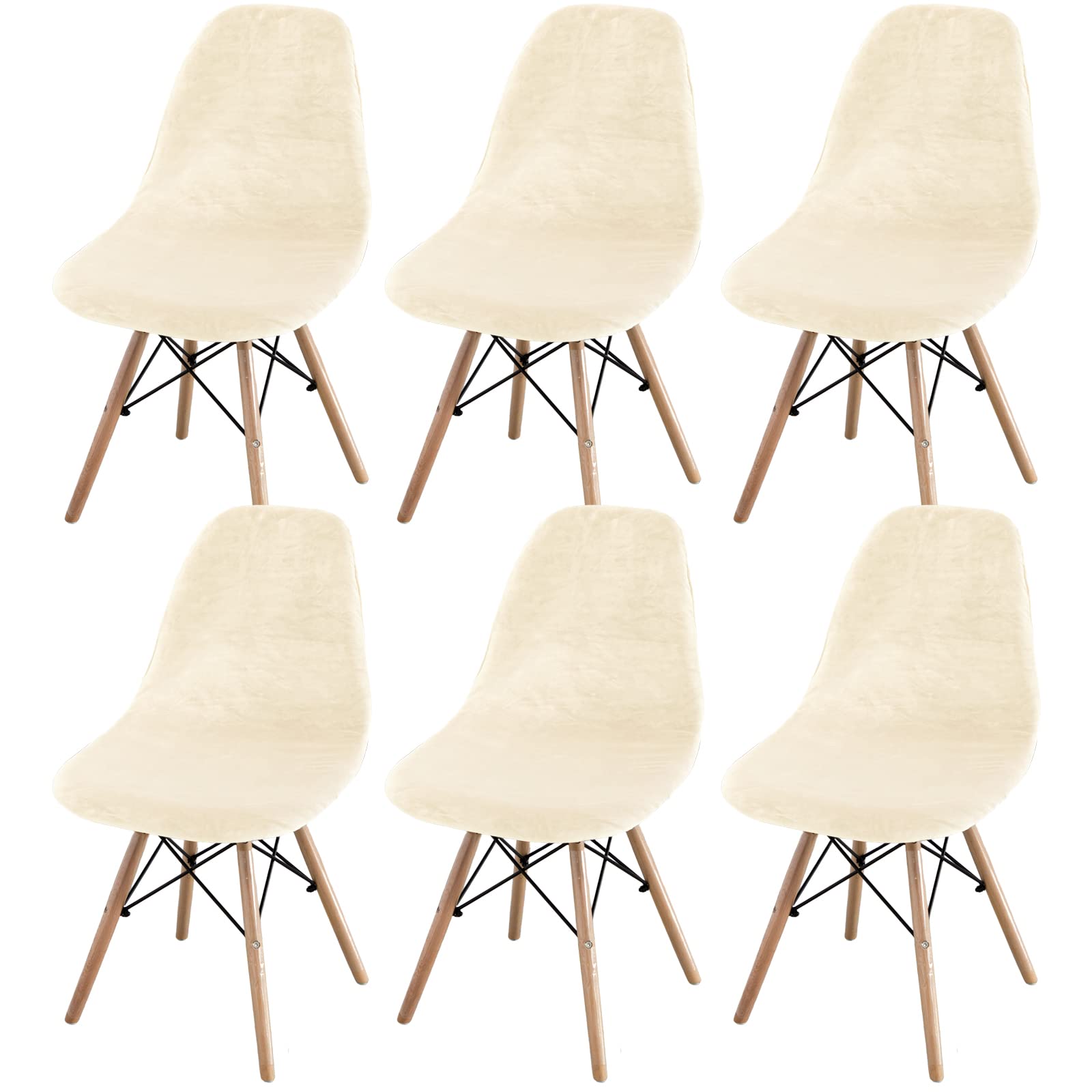 Topchances Dining Room Chair Covers Slipcovers Set of 2/4/6, Shell Chair Cover Mid Century Modern Dining Chair Covers, Armless Chair Cover Lounge for Kitchen, Dining Room (Beige, Set of 6) — image 1