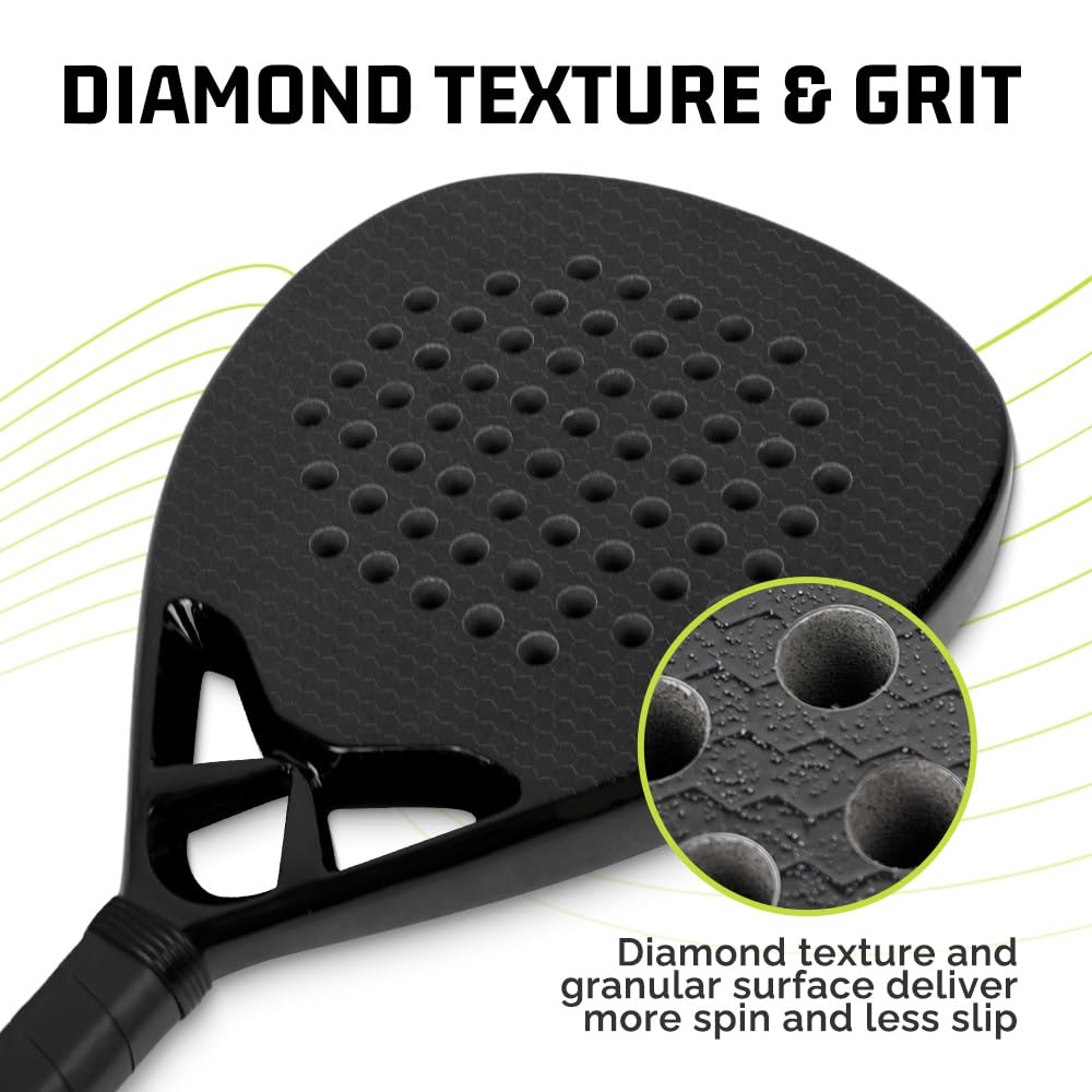 Racchetta da padel - Fibra di vetro mista in fibra di carbonio e nucleo in schiuma EVA, superficie a nido d'ape - 360 g Nero, Racchetta intermedia per adulti