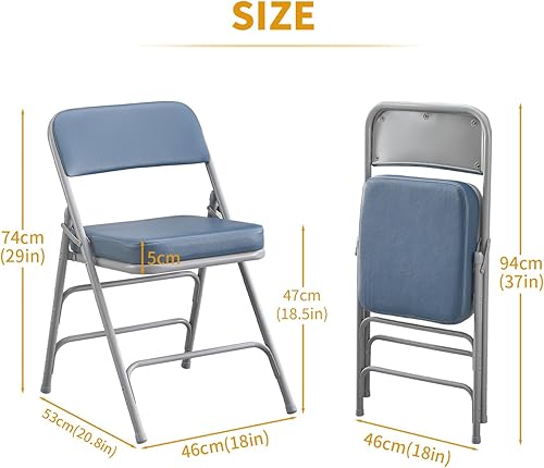 Vista 3 de BOOSDEN Silla plegable, silla plegable, silla plegable de piel sintética para el hogar, oficina, comedor, asiento plegable portátil y compacto