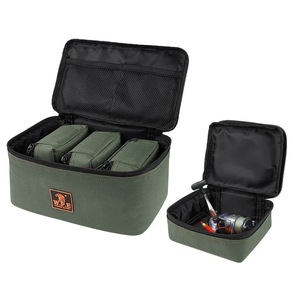 HUIOP Fishing Tackle Bag with 4 Small Pouches, Fishing Reel Lure Storage, Organizer Bag, Army Green - Image 4