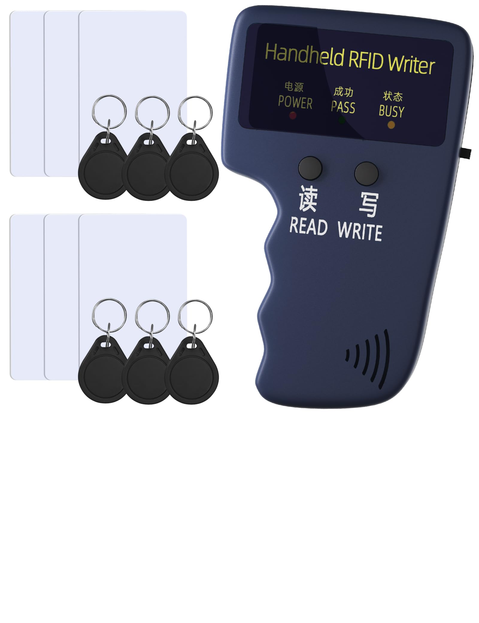 Copieur d'identification portable 125 kHz RFID lecteur graveur duplicateur RFID portable utilisé pour T5577 ou EM4305 6 cartes T5577+ 6 cartes T5577 (bleu-ZGAGFZ)