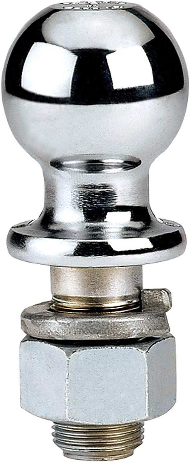 Reese 7401020 Trailer Hitch Ball, 2 in. Diameter, 6,000 lbs. Capacity, 1 in. Shank Dia, 2 in. Shank Length, Chrome