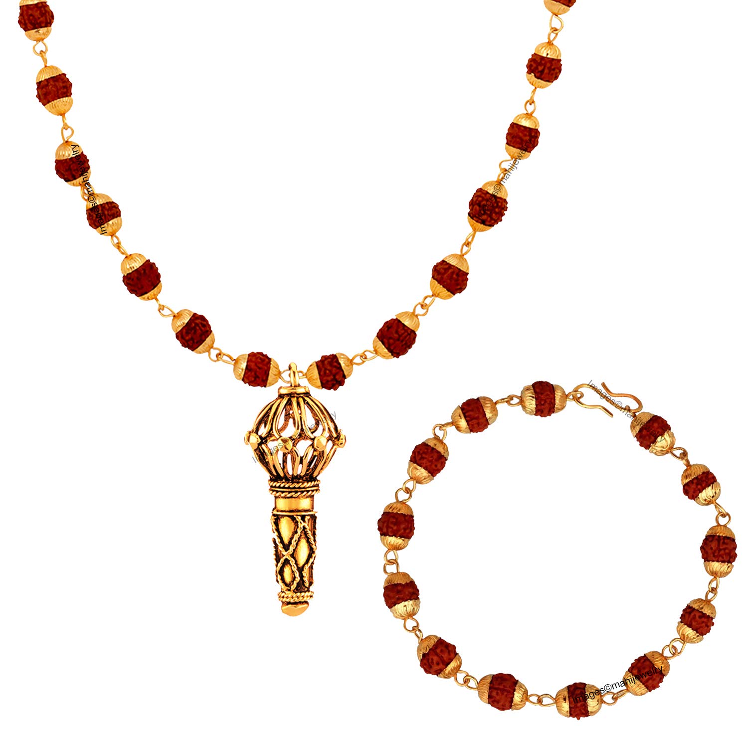 Mahi Combo of Hanuman Gada Pendant with 24 Inch Rudrakshaa Mala and Bracelet for Men (CO1105148G) (B08KHFBDT6) Amazon Price History, Amazon Price Tracker