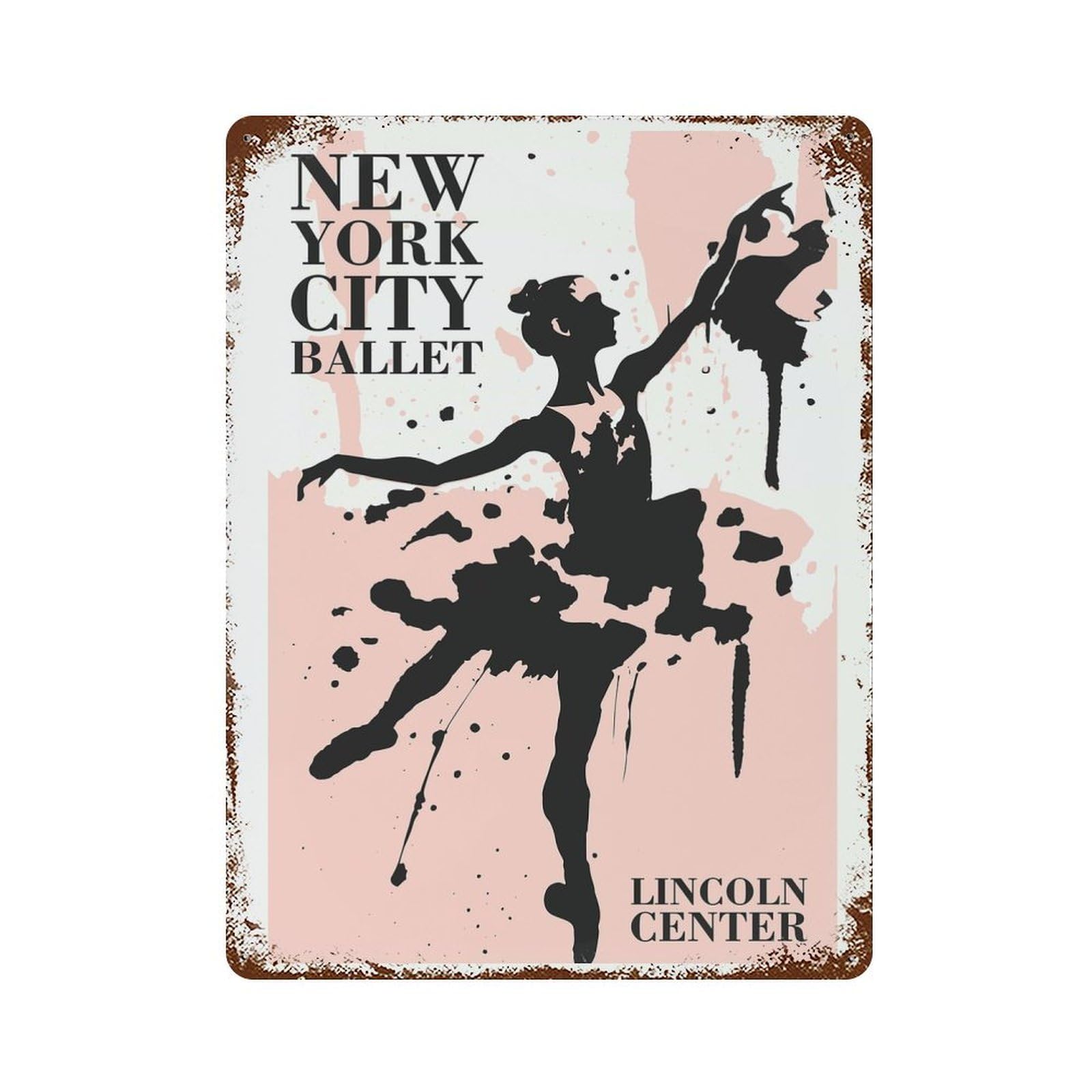 School of Ballet Retro Metal Sign 15.7"x11.8", Old School Wall Decor for Garage, Bar And Workshop Decor