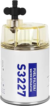 S3227 Fuel Filter Water Separator with Bowl - 3/8" Barb x 1/4" NPT Fittings - for Marine Outboard Motor Mercury for Yamaha, for Honda Speedboats Motorboats Replaces 490R-RAC-01