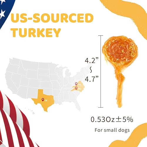 Miniatura 3 de iPaw Tendón de pavo para perros, ingrediente procedente de Estados Unidos, hipoalergénico, masticable natural para cachorros de grado humano,
