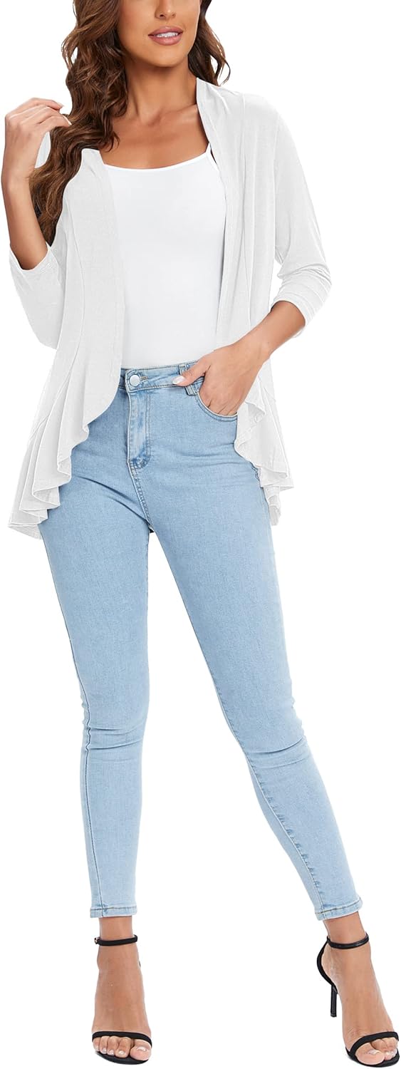 Urban CoCo Women's 3/4 Sleeve Casual Cardigans for Women Trendy Open Front Lightweight Cover Ups - Image 6