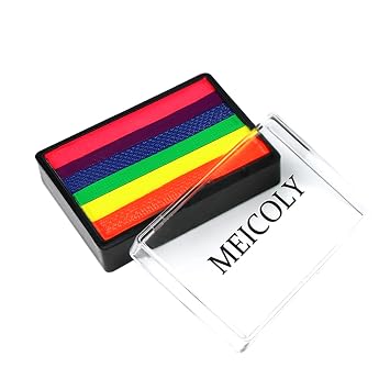 MEICOLY Water Activated Eyeliner 6 Colors,Neon Pride Rainbow Face Paint for LGBTQ,Easter face Painting Kit,UV Glow in the Dark Fluorescent Blacklight Matte Split Cake,Body Paint for Halloween