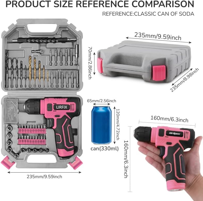 110-Piece Pink USB Charging Electric Screwdriver Set - Low-Power Drill with Bits, Sockets & Storage Box - Women's Portable Tool Kit
