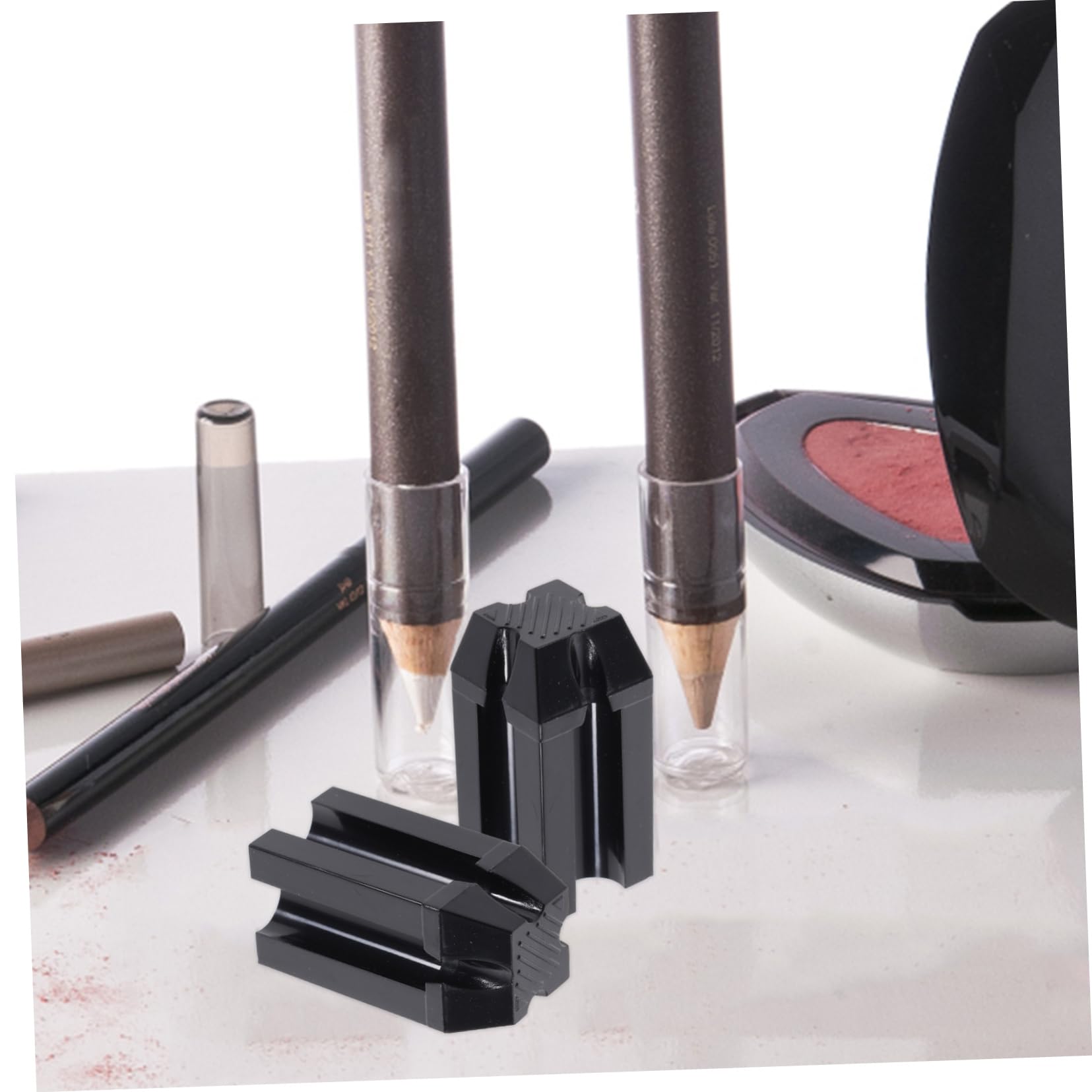 5 Series Sacapuntas De Lápiz De Maquillaje Herramienta Cosmética De Doble Para Delineador Y Único Con Recogedor Para Cosméticos Negro 3 Piezas X 5