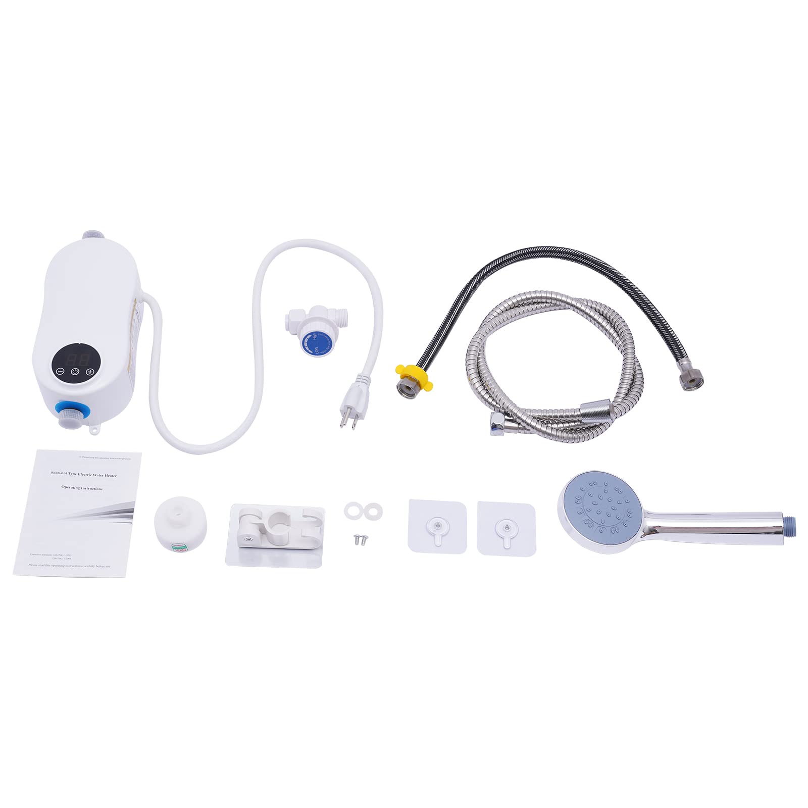 Mini Hot Water Heater Under Sink, 110V 3500W Tankless Thermostatic Washing Heating System with Digital Display for Home Kitchen Bathroom, Instant Electric Bathroom Hot Water Heater With Shower Head