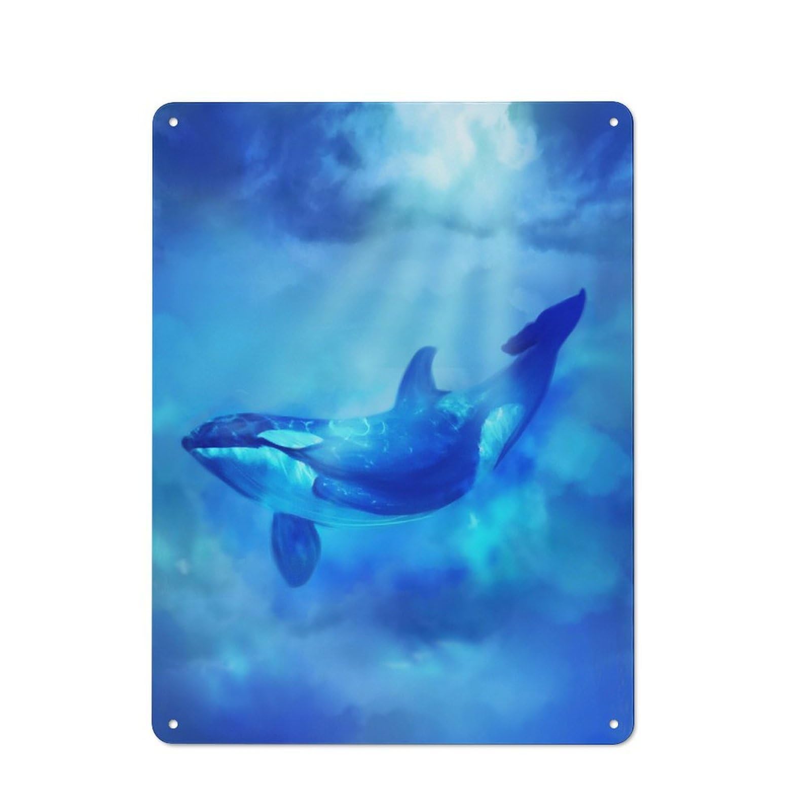 Junmoney Ocean Whale Vintage Metal Sign 40X30cm, Bistro Style Shop Wall Decor For Tea Room, Shop Wall Or Breakfast Area