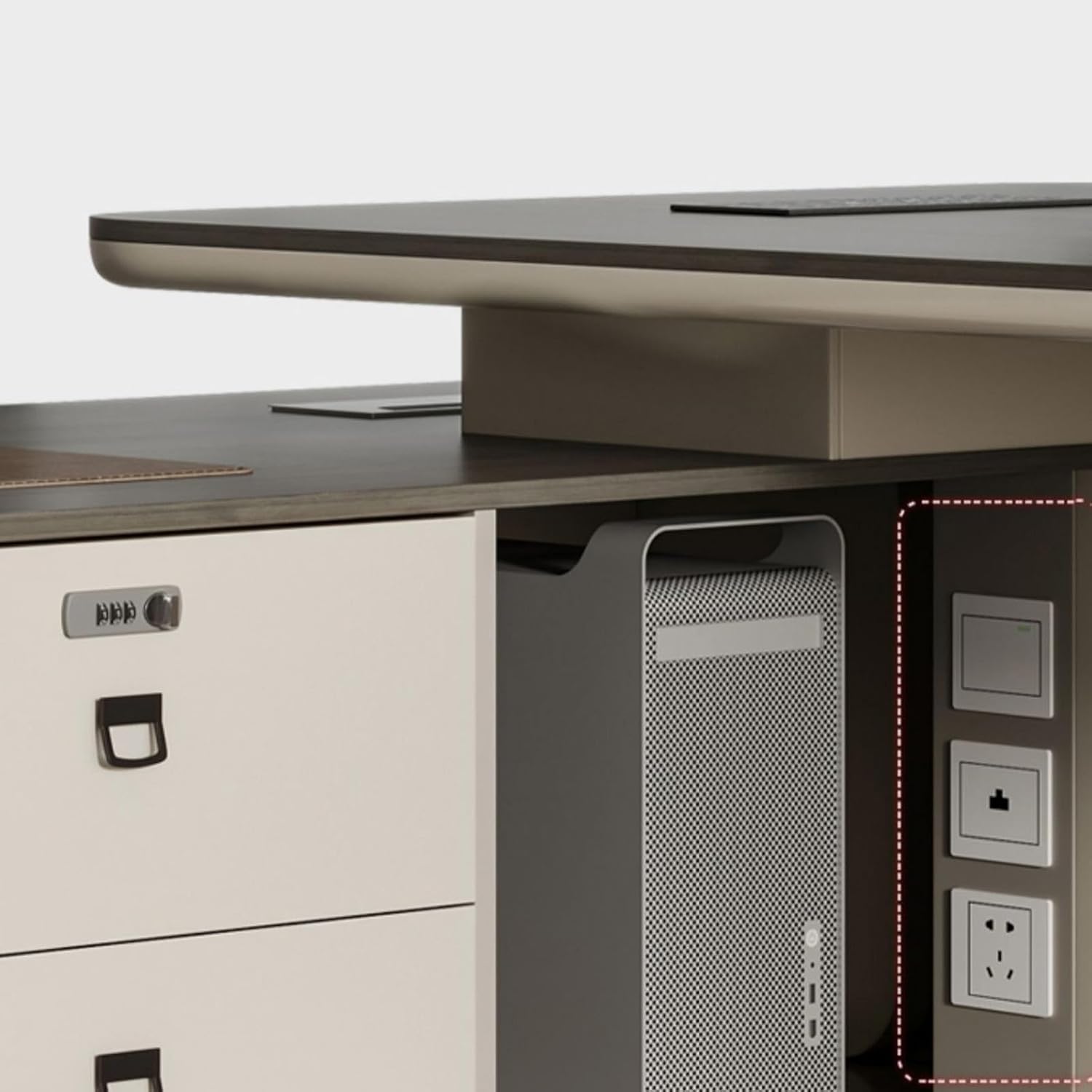 Wood L Shaped Computer Desk Executive Office Desk with File Drawers Study Writing Table Business Furniture Set for CEO Boss