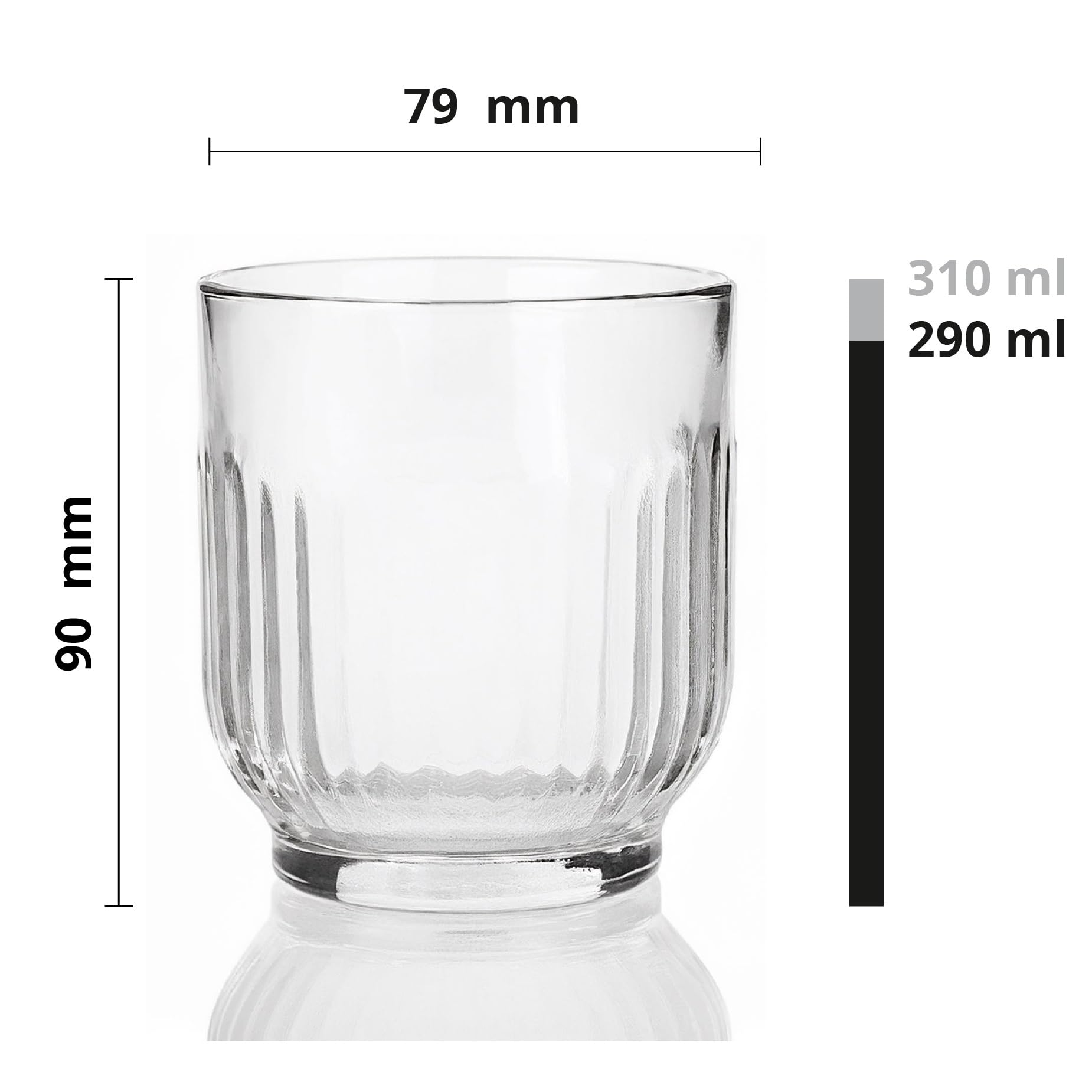Glasmark KROSNO 1992 Tazze Da Dessert 6 Pezzi In Vetro Trasparente Coppe Da Gelato Striati 290 ml