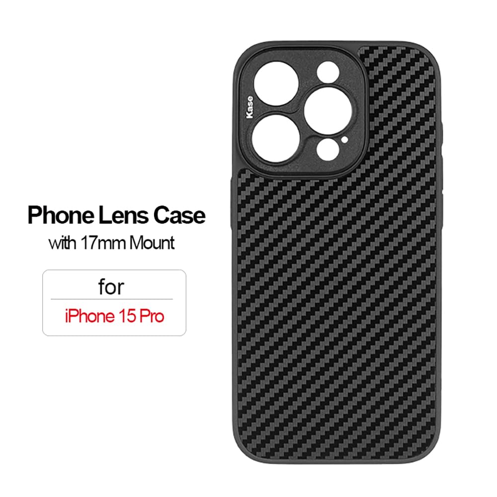 Kase M17 - Funda protectora para lente de teléfono compatible con iPhone 15 Pro, lente macro maestro y todas las lentes de rosca de 17 mm, color negro