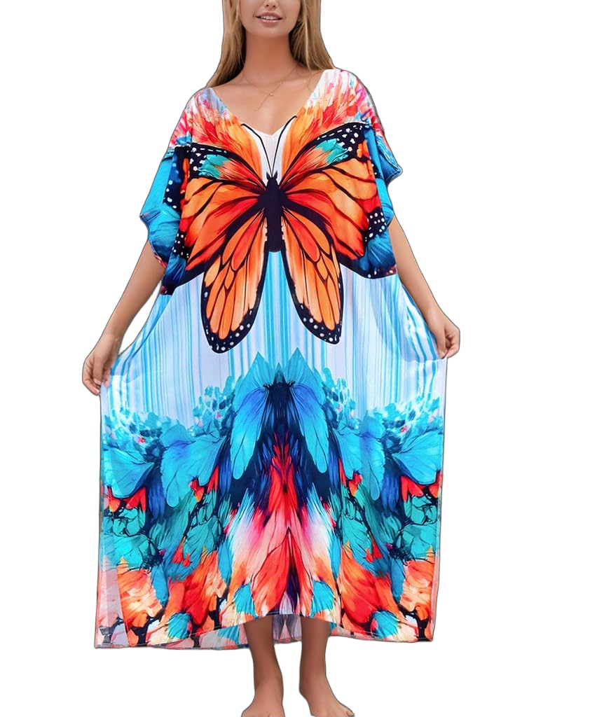 NFVNKJ Women's Plus Size Beach Lounge Kaftan Maxi Dress Swimsuit Coverup for Women