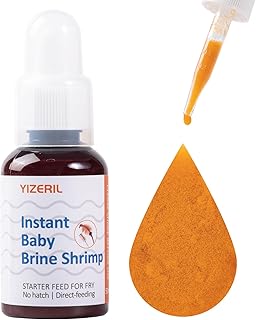 Instant Baby Brine Shrimp Fish Food - No Hatch High Protein Fry Food for Betta Guppy Discus Tropical Fish Saltwater & Freshwater Aquarium(50ml)