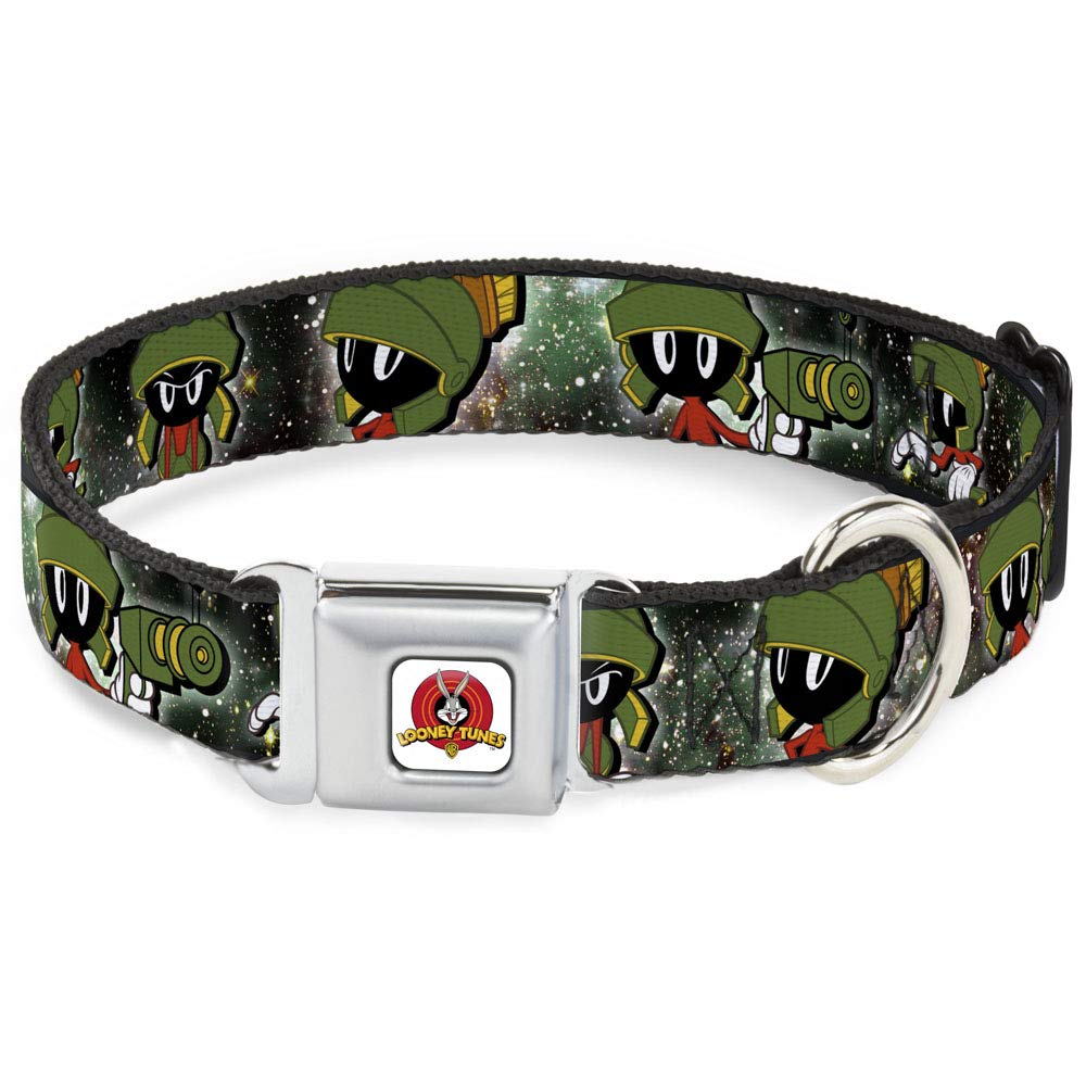 Collier pour chien Marvin le Martien boucle 4 positions nylon large 2,5 cm