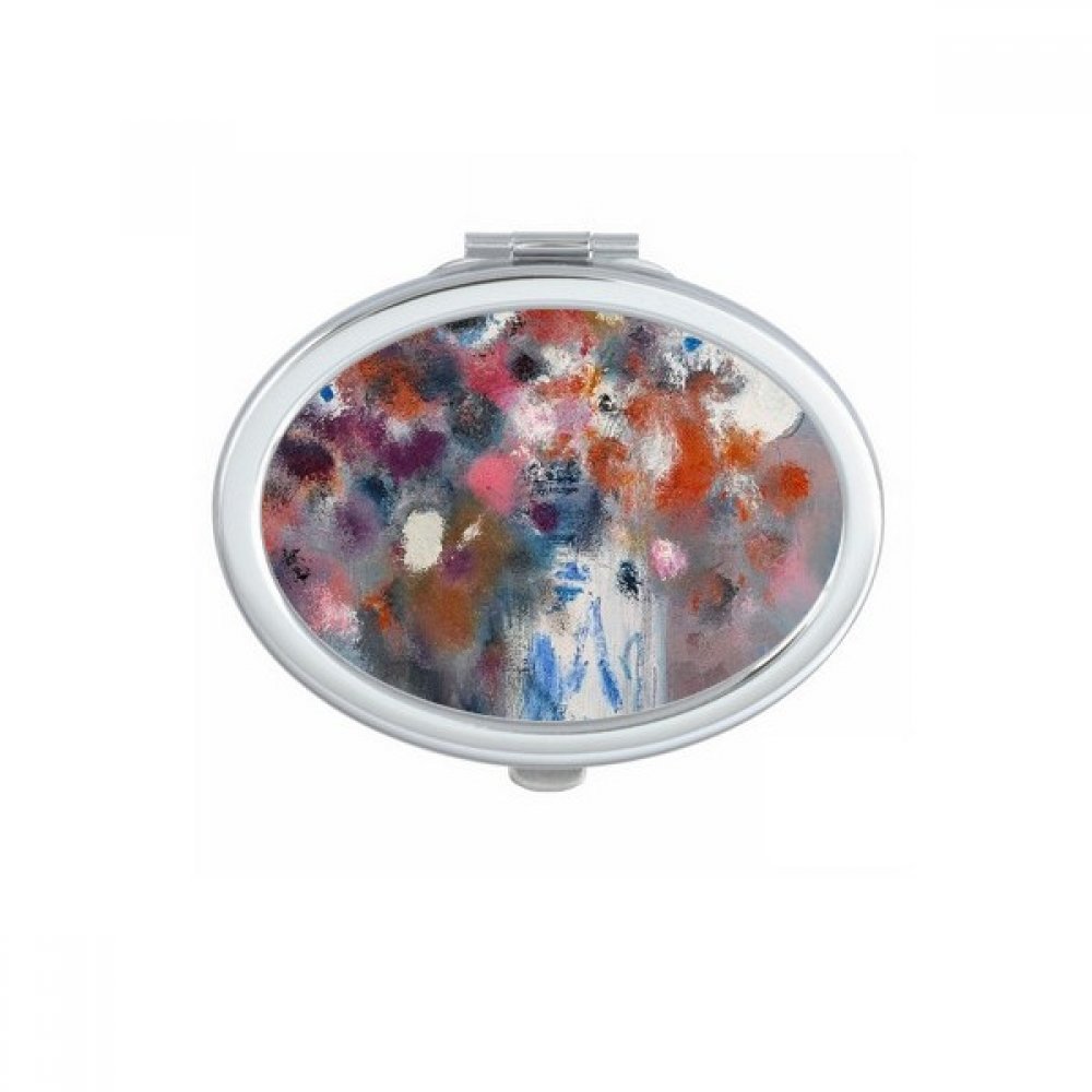 Miroir de poche à la main fleurs colorées xjj peinture à l'huile miroir maquillage compact