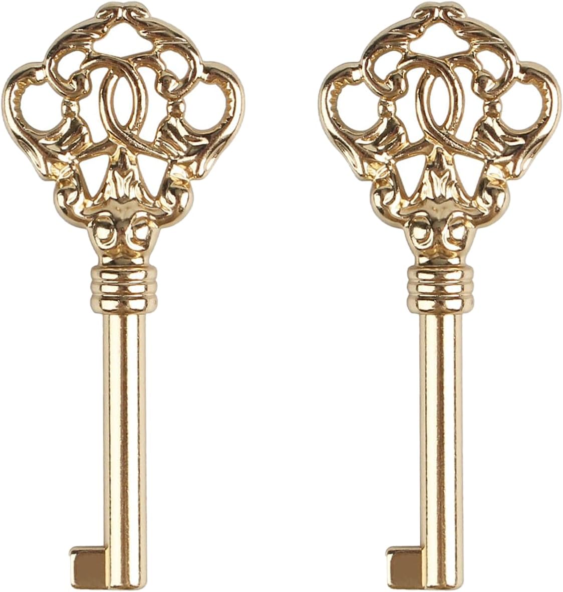 KYF-2 Skeleton Key for Vintage Old Furniture, Antique Brass Skeleton Keys Grandfather Clock Door Key Compatible with Howard Miller, Ridgeway, Sligh, Emporer, Pearl, Seth Thomas, and Trend, 2 pcs