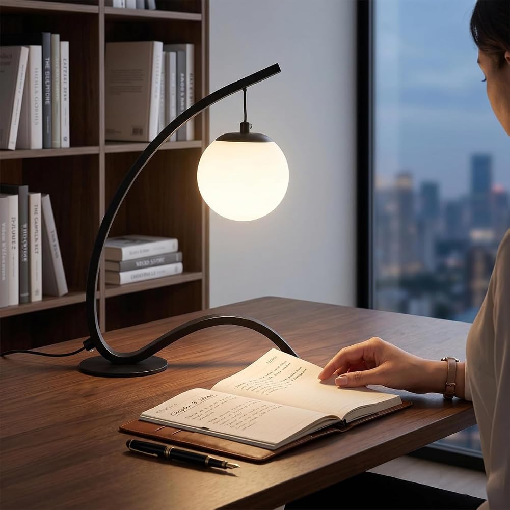 Lampa nocna LED – Kreatywna latarka stołowa o zakrzywionym kształcie, z kablem USB i przełącznikiem, z regulacją jasności, lampa do salonu, dekoracyjna latarka stołowa do wnętrz,Black