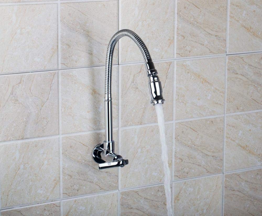 Huin Rubinetto da cucina in ottone a parete Espansione pieghevole Rubinetto per lavello da cucina fai-da-te Rubinetto per lavatrice Rubinetto per acqua fredda