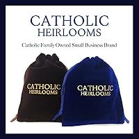 Vista 4 de Catholic Heirlooms Virgen María Nuestra Señora de las Gracias Cuentas de Rosario de Piedra de Lapislázuli Azul y Nácar Collar de Rosario Católico