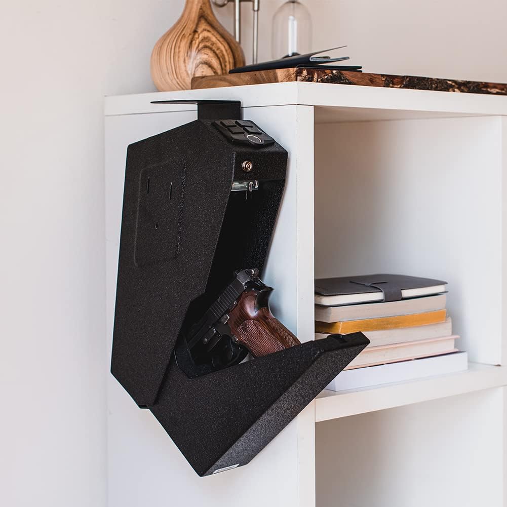 RPNB Mounted Gun Safe with Auto Open Lid Biometric Fingerprint Lock, California DOJ Certified Handgun Safe : Sports & Outdoors