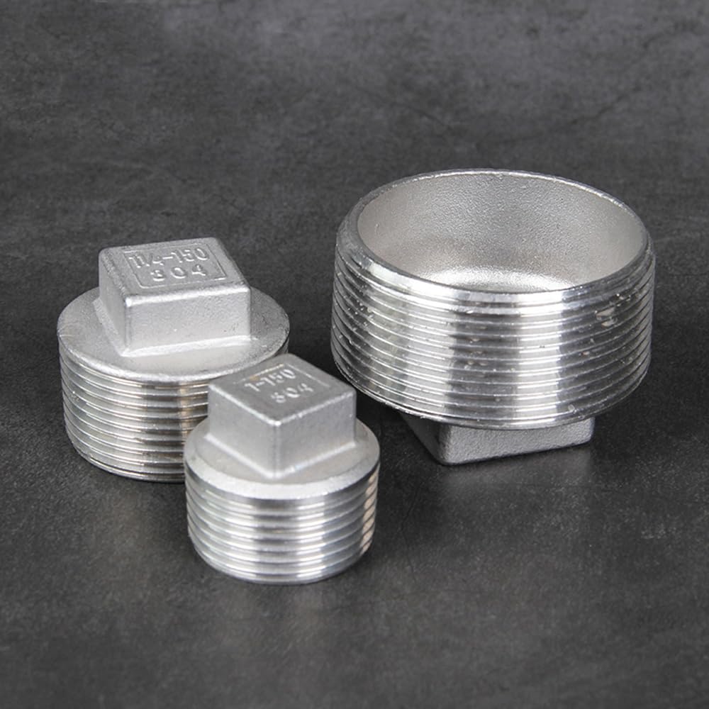 1/8" 1/4" 3/8" 1/2" 3/4" 1" 2" 3" 4" Male Squrae Head End Plug Cap 201 304 316 Stainless Steel Pipe Fitting Water Gas Oil NWPNLXEA(BSPT SS201,SQUARE HEAD_2-1/2")