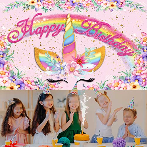 Dicodes Unicorn Birthday Decorations For Girls,Unicorn Birthday Banner,Unicorn Theme Princess Birthday Decorations For Girls #TOP4