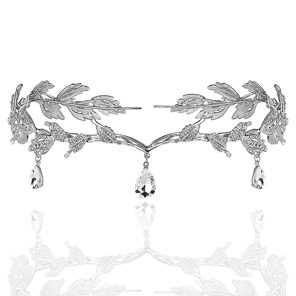 SUNSK Tiara Diadema Con Rhinestones Tiara de Boda Novia Hojas Corona de Novia Joyería para el Cabello Diadema Tiara Nupcial Tiara De Corona para novia dama de honor niñas