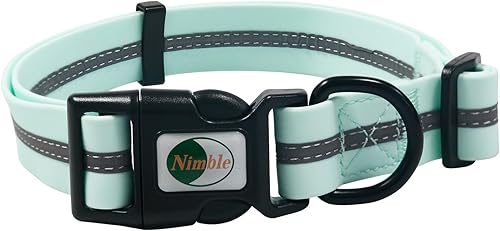 Miniatura 7 de NIMBLE Collar para perro impermeable para mascotas, antiolor, duradero, ajustable, PVC y poliéster, suave, con tela reflectante, rayas básicas,