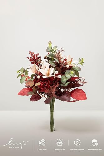 Miniatura 2 de Ling's moment Juego de cajas de tallos artificiales, 46 piezas con 9 tipos de púas de vegetación sintética para ramos de novia, bodas, arreglos