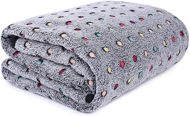 PAWZ Road Pet Dog Blanket Fluffy Fleece Fabric Soft and Cute Warm Dot Print Blanket Throw Washable for Cats and Dogs Grey XL:200 * 150cm