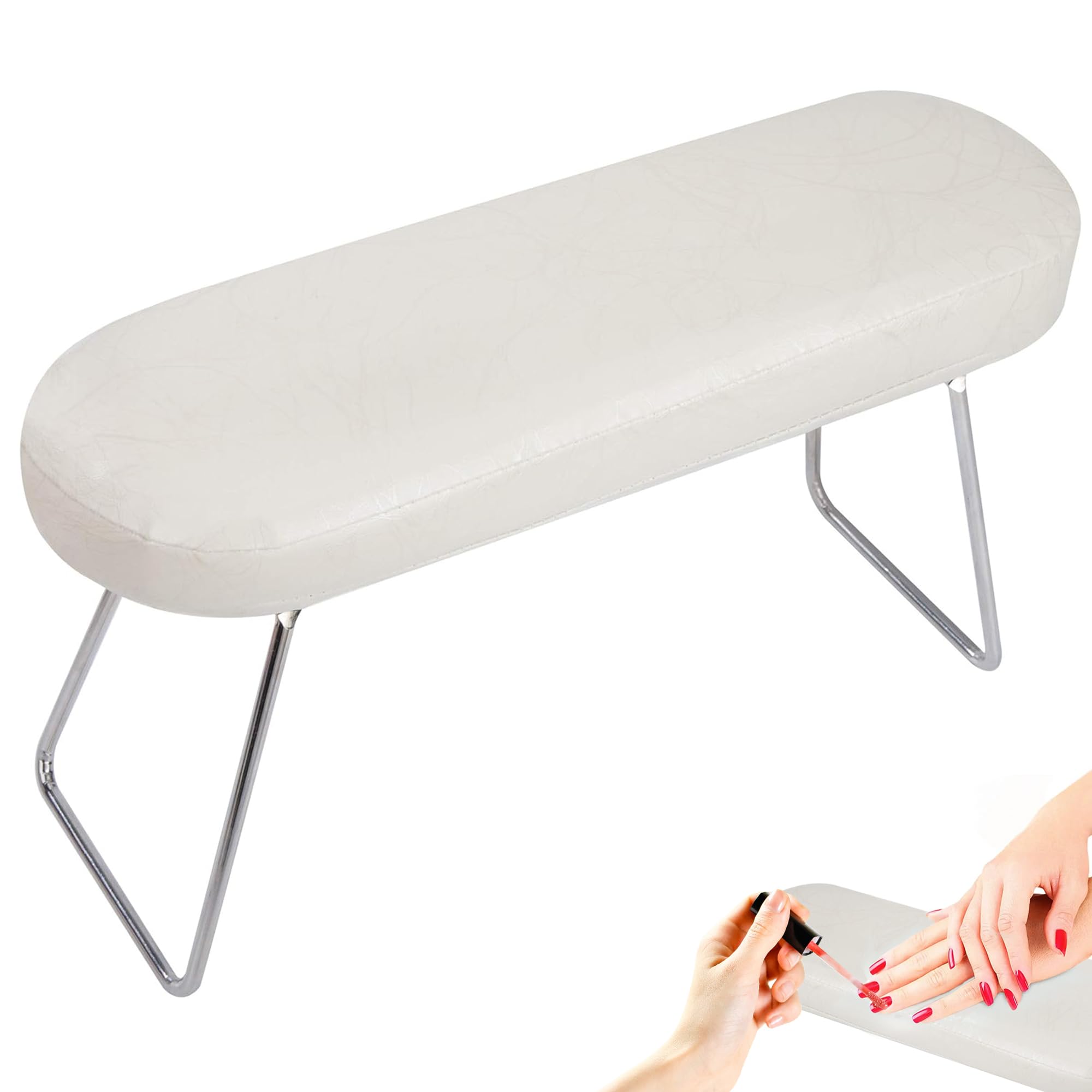 Cuscino per Unghie Impermeabile Resistente All'usura Staccabile Nail Bracciolo Supporto Poggiamano Professionale Scrivania Bianca per la Manicure
