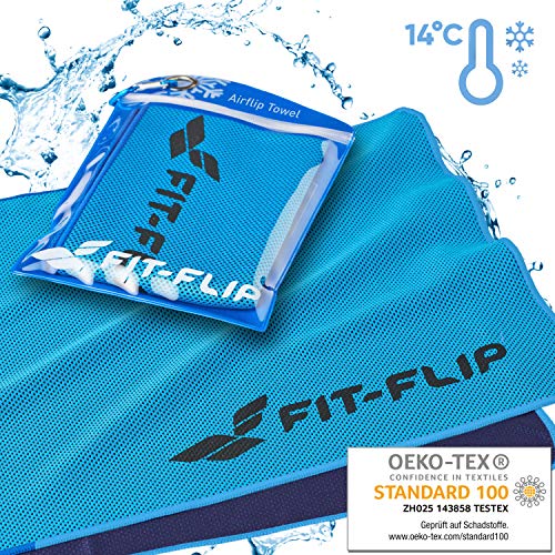 Set of 3 cooling towels 100x30cm, cooling microfibre sports towel, Airflip ice cooling towel, sports towel, microfibre cooling towel colour: black/blue/purple, size: 100x30cm - Image 2