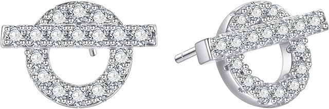 JDGEMSTONE Silver Earrings for Women,Silver Stud Earrings,Pave 5A Zirconia Stud Stud Earrings for Women,Sterling Silver Stud Earrings