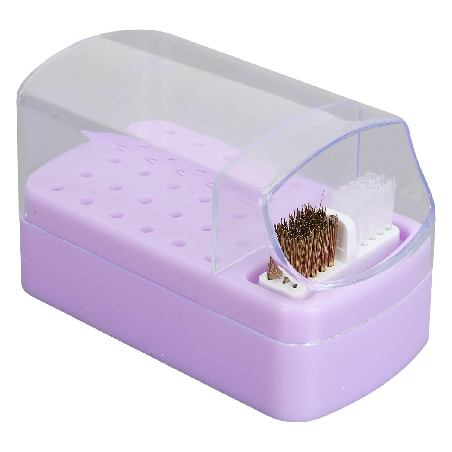 30 Nail Drill Grinding Bit Holder Box, Nail Drill Bits Storage Case Clear Plastic, Nail Polish Head Manicure Tools Display Box, Proof Container Box with Cleaning Brush Suitable for