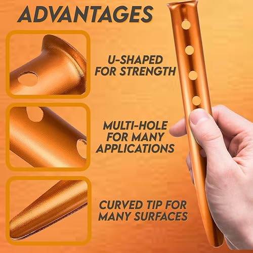 Miniatura 5 de SandShark Anchor - Estacas de aluminio resistente de 13 pies de líneas ajustables rápidas, 4 líneas de tienda de campaña, postes de lona, accesorios