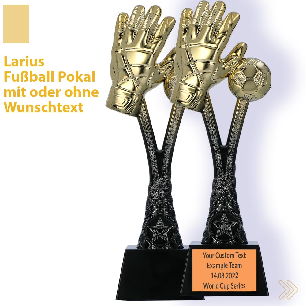 Larius Copa de fútbol trofeo dorado 26 cm 320 g con/sin grabado
