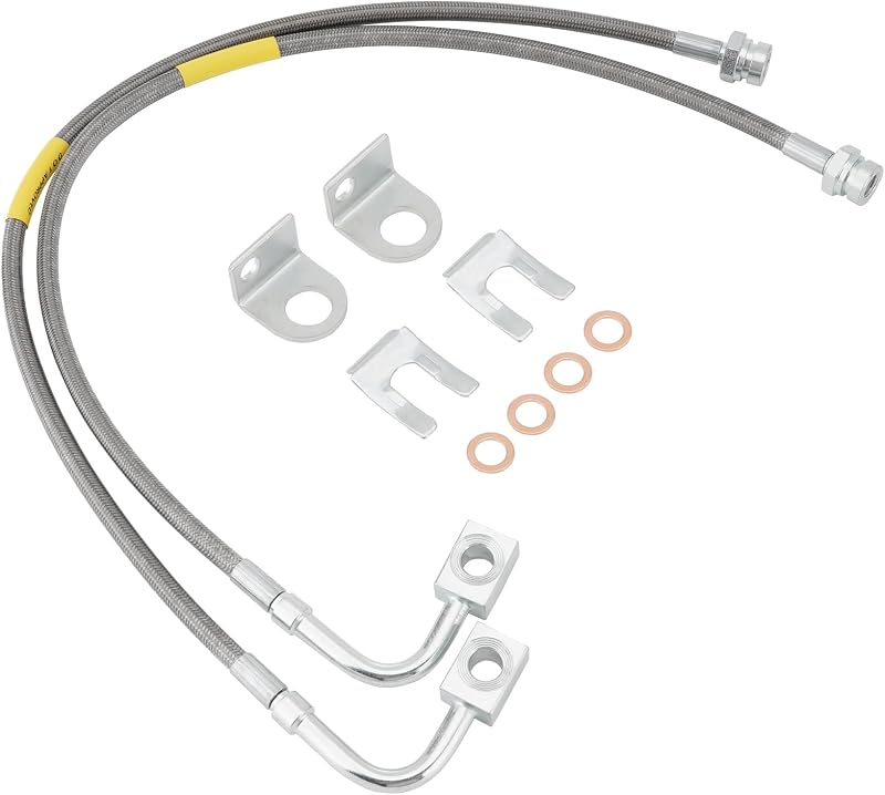 Par de mangueiras de freio traseiras Racewill em aço inoxidável 89708 para Jeep Wrangler JK 2007–2018, elevador de 10,16–15,24 cm – 2 unidades