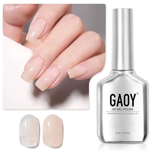 Miniatura 9 de GAOY Jelly Nude - Esmalte de uñas en gel, 0.6 onzas líquidas, esmalte de gel translúcido rosa traslúcido, curado con luz UV para arte de uñas,