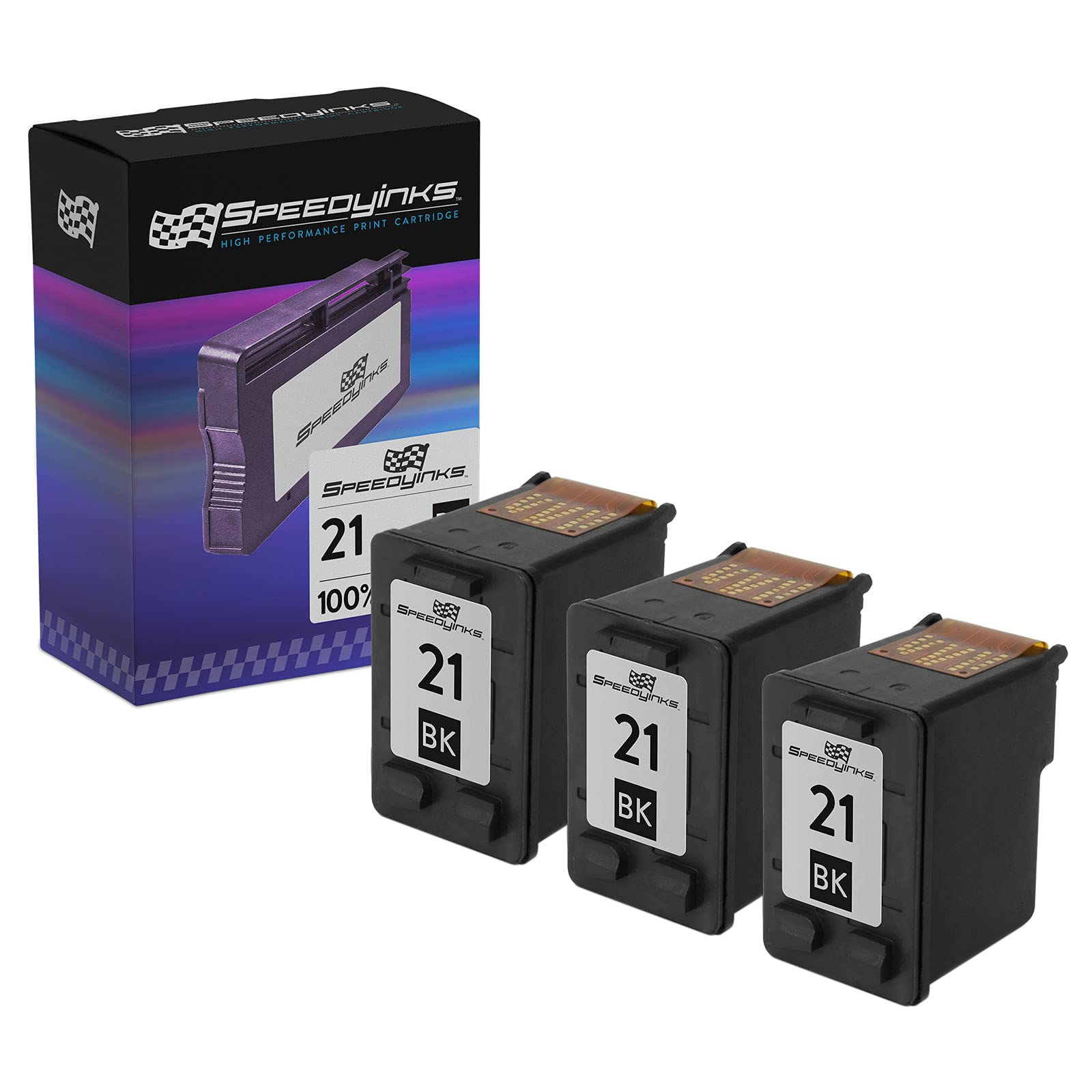 SPEEDYINKS Remanufactured Ink Cartridge Replacement for HP 21 C9351AN (Black, 3-Pack) Compatible with HP: Deskjet D1468 D1520 OfficeJet J3635 J3625,